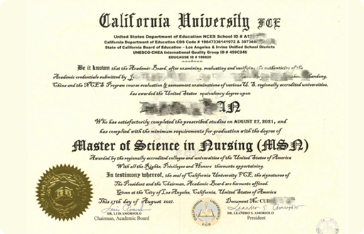 美国硕士教育认证证书